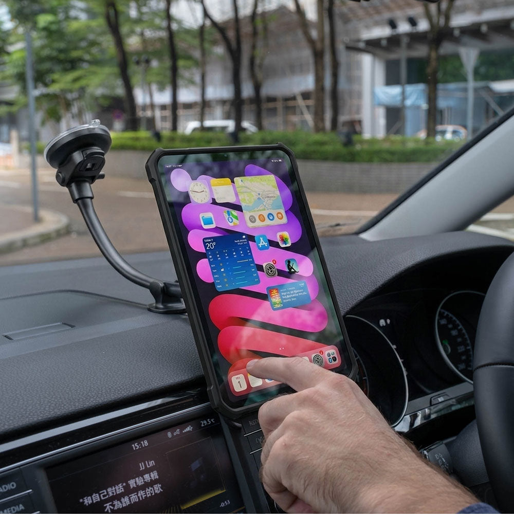 MGT-X172 | Truck / Work Van / Bus Dashboard Extra Long Suction Cup Mount for ELD &amp; Fleets | Magnetic Mount | Design for iPad, Galaxy Tab &amp; Tablet