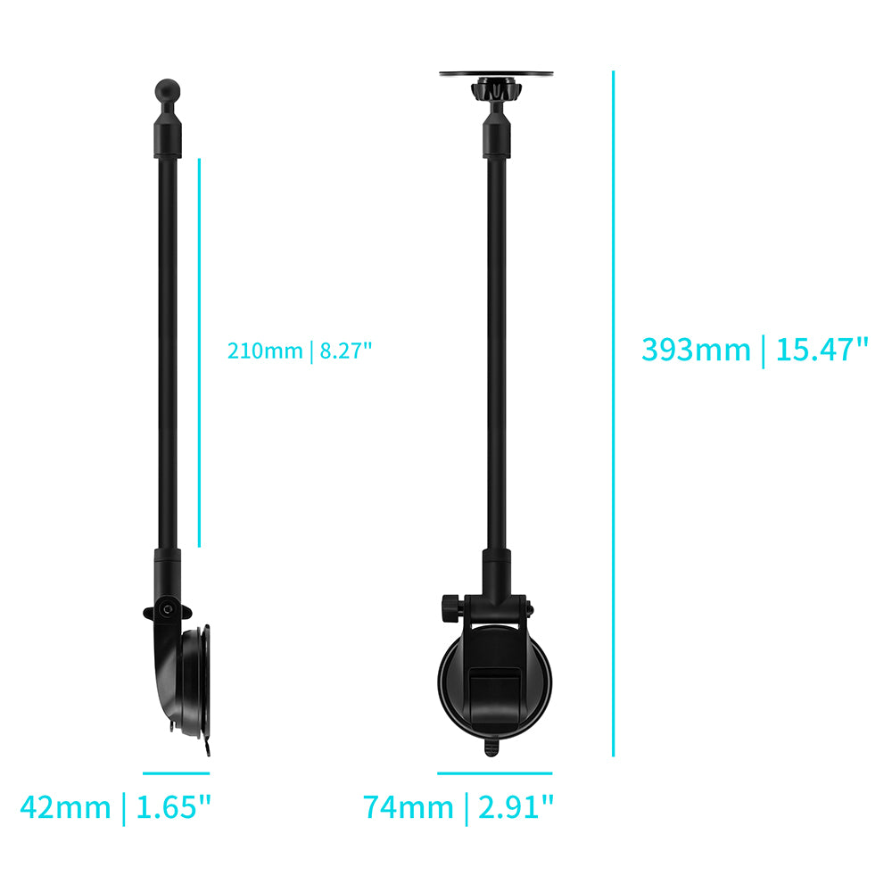 MGT-X172 | Truck / Work Van / Bus Dashboard Extra Long Suction Cup Mount for ELD &amp; Fleets | Magnetic Mount | Design for iPad, Galaxy Tab &amp; Tablet