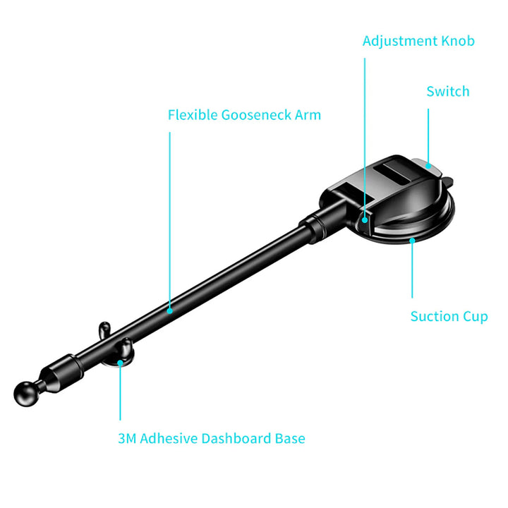 MGT-X172 | Truck / Work Van / Bus Dashboard Extra Long Suction Cup Mount for ELD &amp; Fleets | Magnetic Mount | Design for iPad, Galaxy Tab &amp; Tablet