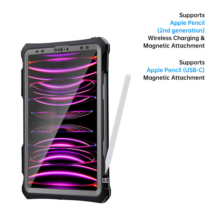 ARMOR-X Apple iPad Pro 11 ( 2nd / 3rd / 4th Gen. ) 2020 / 2021 / 2022 Waterproof Case IP68 shock & water proof Cover. Supports Apple Pencil  Wireless Charging.