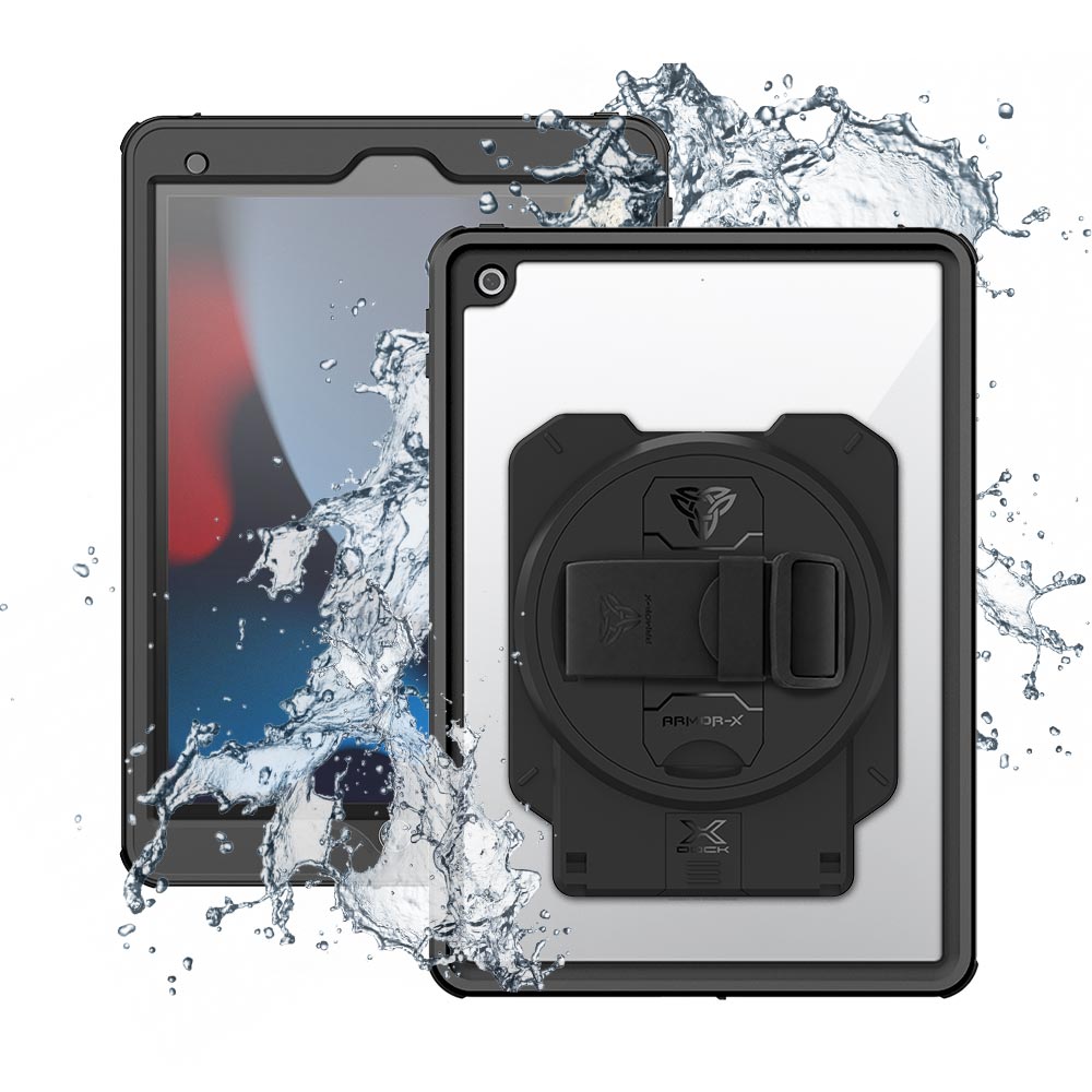 ARMOR-X iPad 10.2 (7th &amp; 8th &amp; 9th Gen.) 2019 / 2020 / 2021 Healthcare &amp; Medical-Grade IP68 Waterproof Shockproof Case with X-DOCK Modular Mount Eco-System.