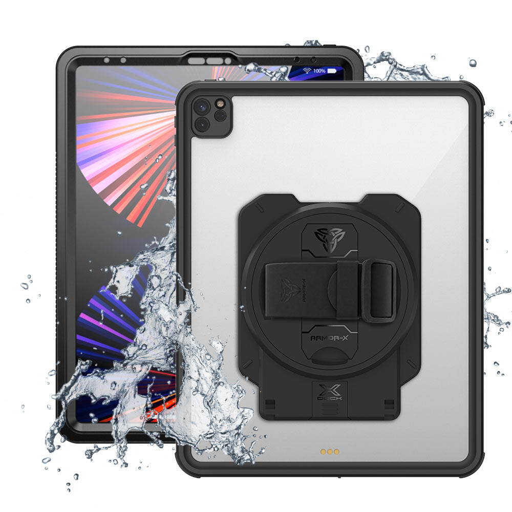 ARMOR-X iPad Pro 12.9 ( 5th / 6th Gen ) 2021 / 2022 Healthcare &amp; Medical-Grade IP68 Waterproof Shockproof Case with X-DOCK Modular Mount Eco-System.