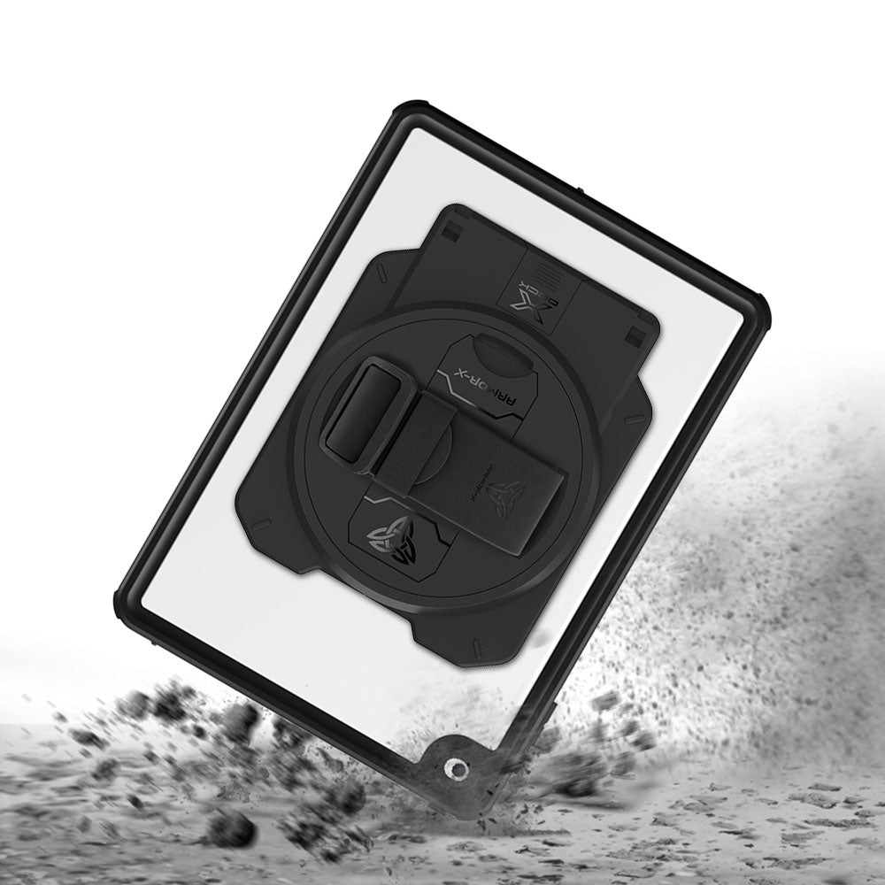 ARMOR-X iPad 9.7 ( 5th / 6th Gen. ) 2017 / 2018 Healthcare &amp; Medical-Grade IP68 Waterproof Shockproof Case. Withstands drops from up to 3.9 ft (1.2 m) and meets MIL-STD 810H testing standards, protecting your device from accidental falls during busy clinical and industrial workflows.
