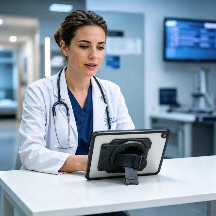 ARMOR-X case With the rotating kickstand, you could get the watching angle and typing angle as you want. Purpose-built for healthcare environments, delivering dependable protection against water, dust, impacts, and everyday contamination.