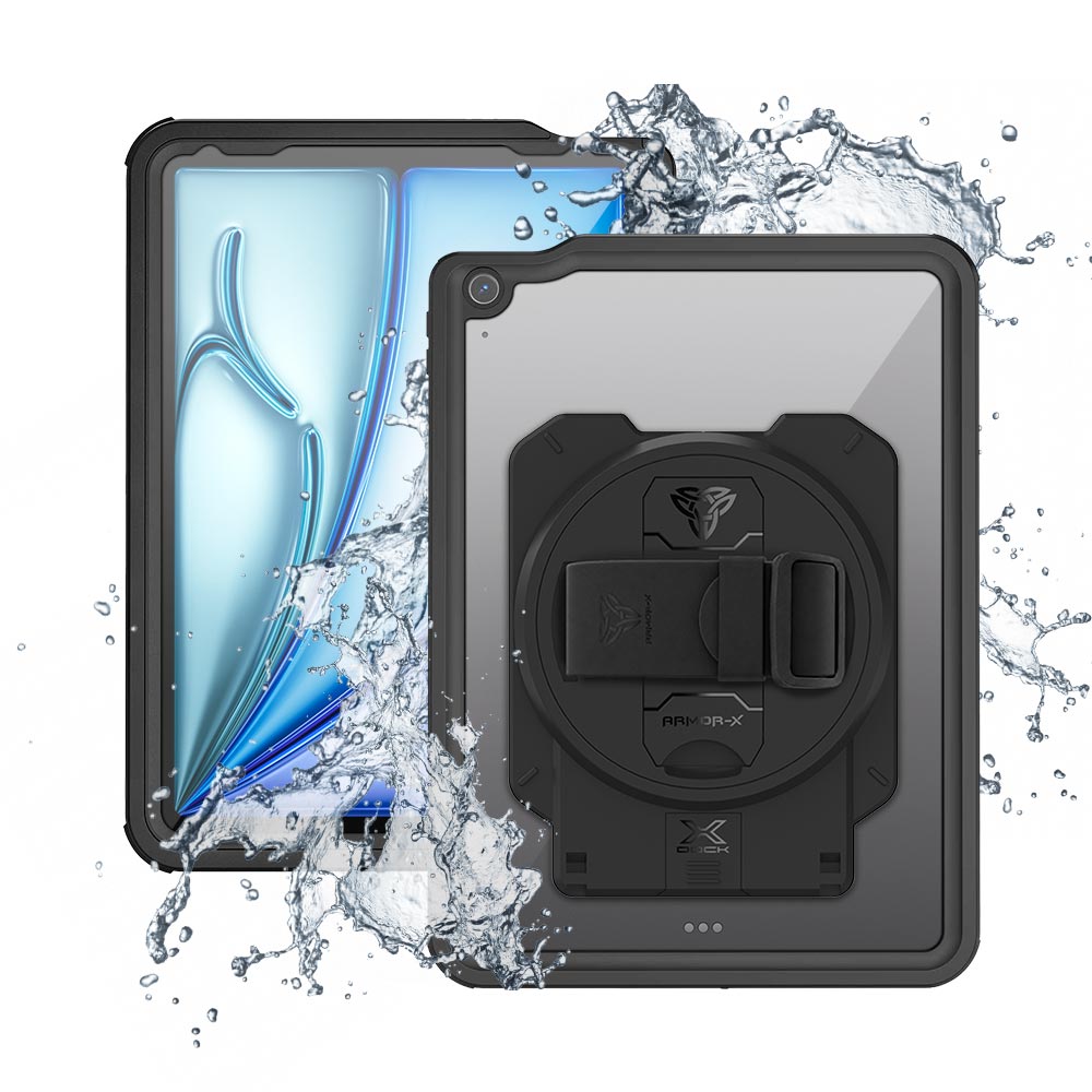ARMOR-X iPad Air 11 (M4/M3/M2) / Air (5th/4th) Healthcare &amp; Medical-Grade IP68 Waterproof Shockproof Case with X-DOCK Modular Mount Eco-System.