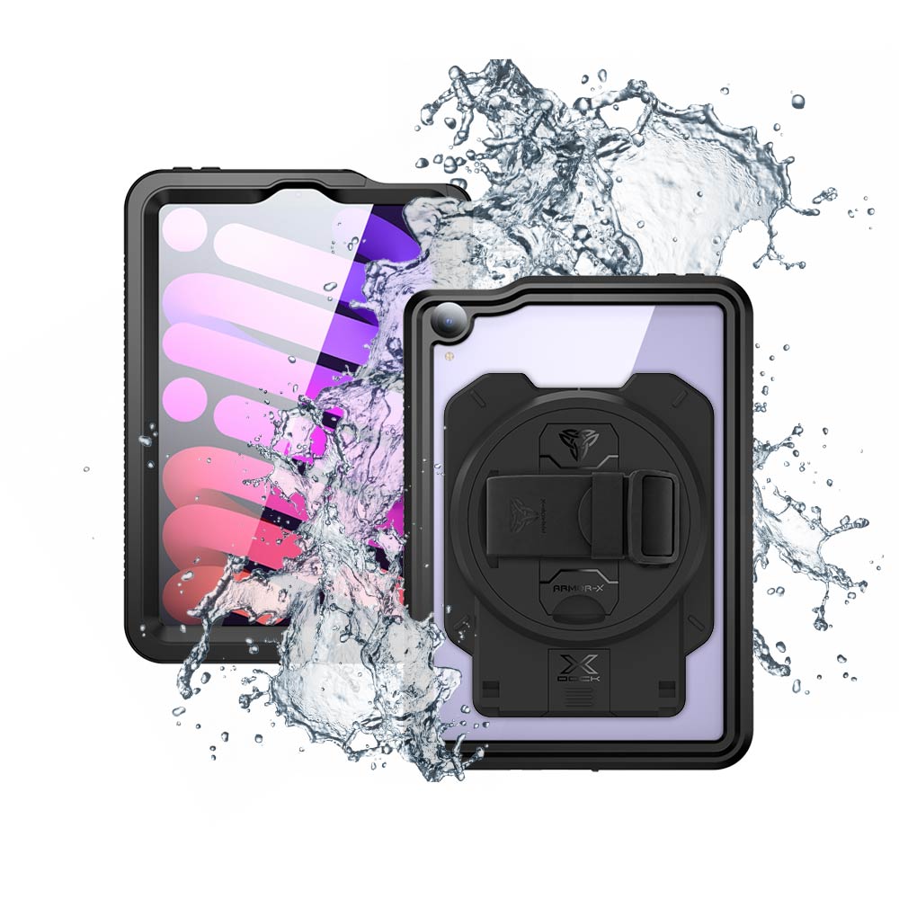 ARMOR-X iPad mini 6 Healthcare & Medical-Grade IP68 Waterproof Shockproof Case with X-DOCK Modular Mount Eco-System.
