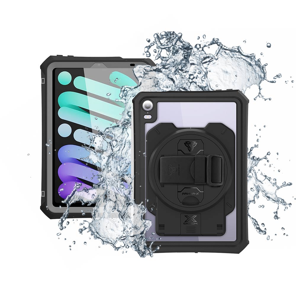 ARMOR-X iPad mini 6 Healthcare & Medical-Grade IP68 Waterproof Shockproof Case with X-DOCK Modular Mount Eco-System.