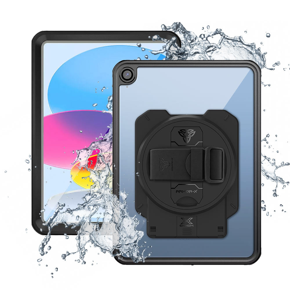 ARMOR-X iPad 10.9 (10th Gen.) Healthcare &amp; Medical-Grade IP68 Waterproof Shockproof Case with X-DOCK Modular Mount Eco-System.