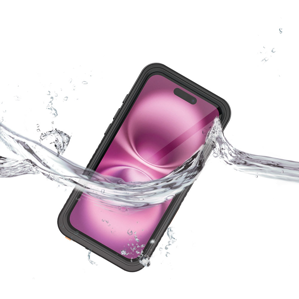 ARMOR-X iPhone 16 Waterproof Case IP68 shock & water proof Cover. IP68 Waterproof with fully submergible to 6.6' / 2 meter.