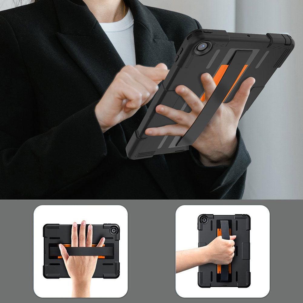 ARMOR-X iPad 10.2 (7th & 8th & 9th Gen.) 2019 / 2020 / 2021 rugged case. The Elastic Hand Strap design for total security and one-handed operation.