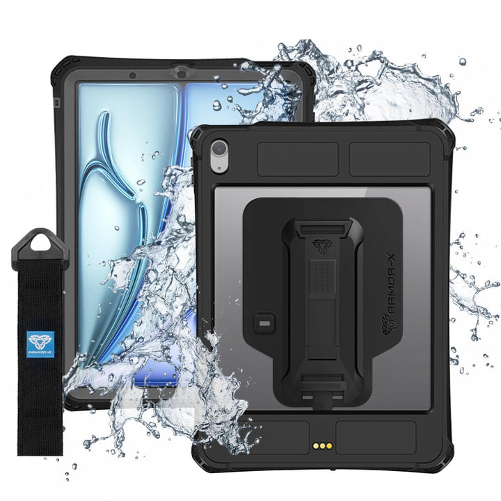 MXK-iPad-A5 | iPad Air 4 2020 / Air 5 2022 | IP68 Waterproof Case W/ Pencil Holder, Hand Strap, Kickstand & X-mount