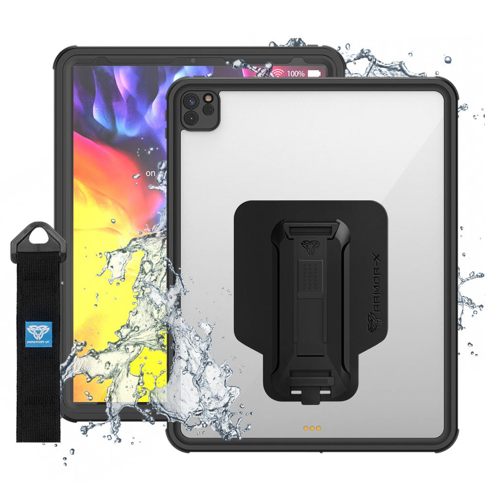 MXS-A13S | iPad Pro 12.9 ( 4th Gen ) 2020 | IP68 Waterproof, Shock & Dust Proof Case With Handstrap & Kickstand & X-Mount