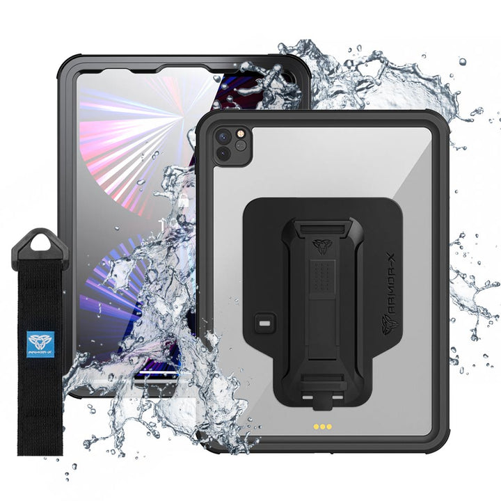 MXS-A15S | iPad Pro 11 ( 3rd / 4th Gen ) 2021 / 2022 | IP68 Waterproof, Shock & Dust Proof Case With Handstrap & Kickstand & X-Mount