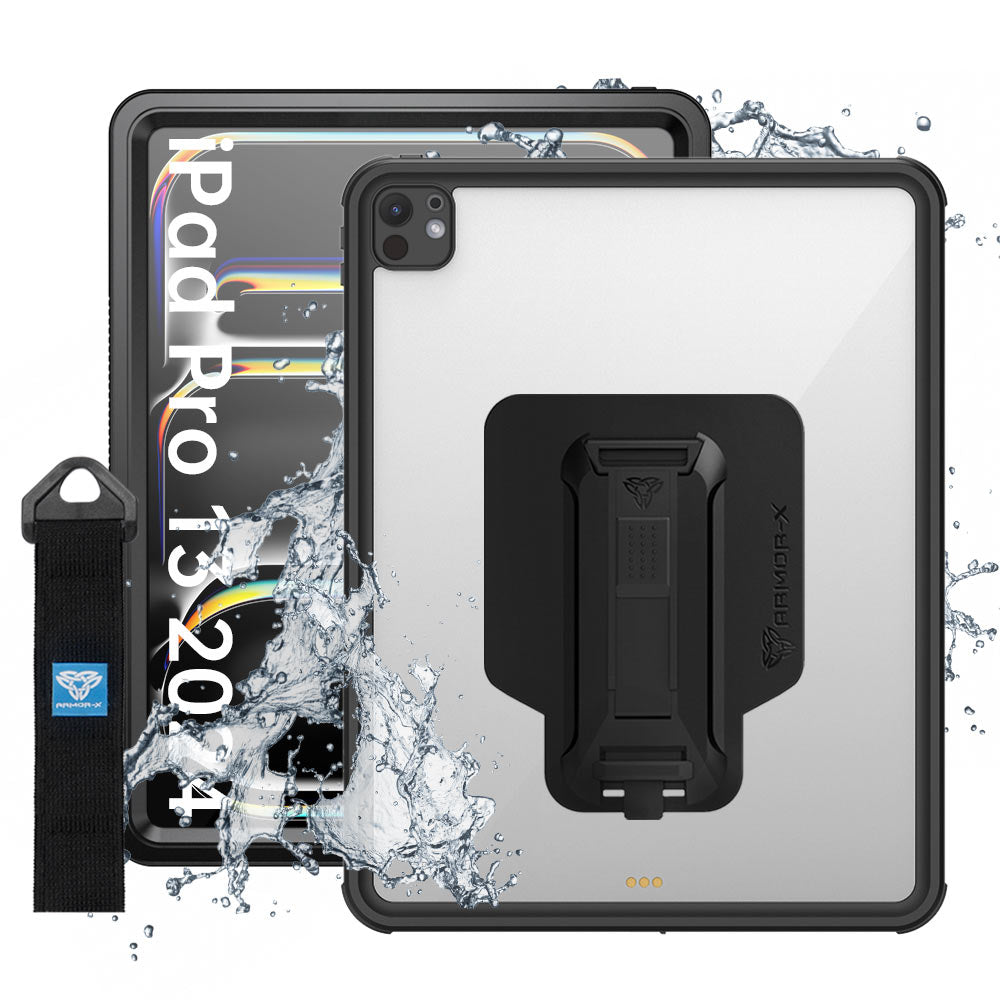 ARMOR-X iPad Pro 13 2024 Waterproof Case IP68 shock & water proof Cover. Mountable Rugged Design with waterproof protection.