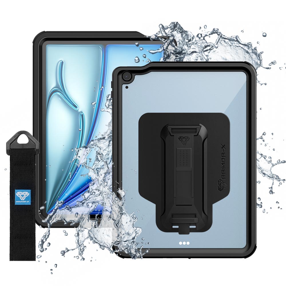 MXS-A20S | iPad Air 11 2024 | IP68 Waterproof, Shock & Dust Proof Case With Handstrap & Kickstand & X-Mount