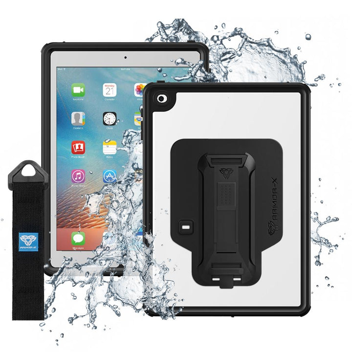 MXS-A7S | iPad 9.7 ( 5th / 6th Gen. ) 2017 / 2018 | IP68 Waterproof, Shock & Dust Proof Case With Handstrap & Kickstand & X-Mount