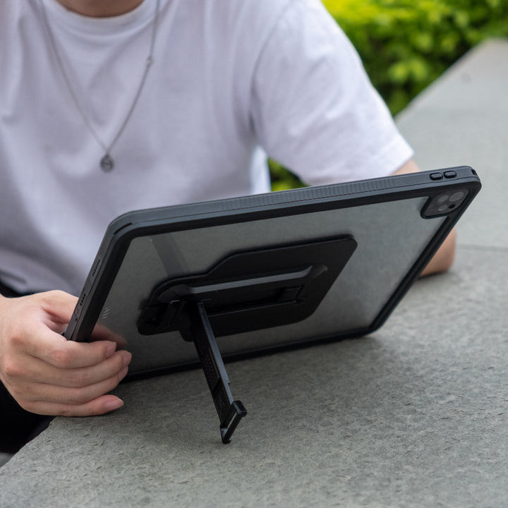 ARMOR-X iPad Pro 13 ( M4 ) case with kick stand for horizontal angle. Hand free typing, drawing, video watching.