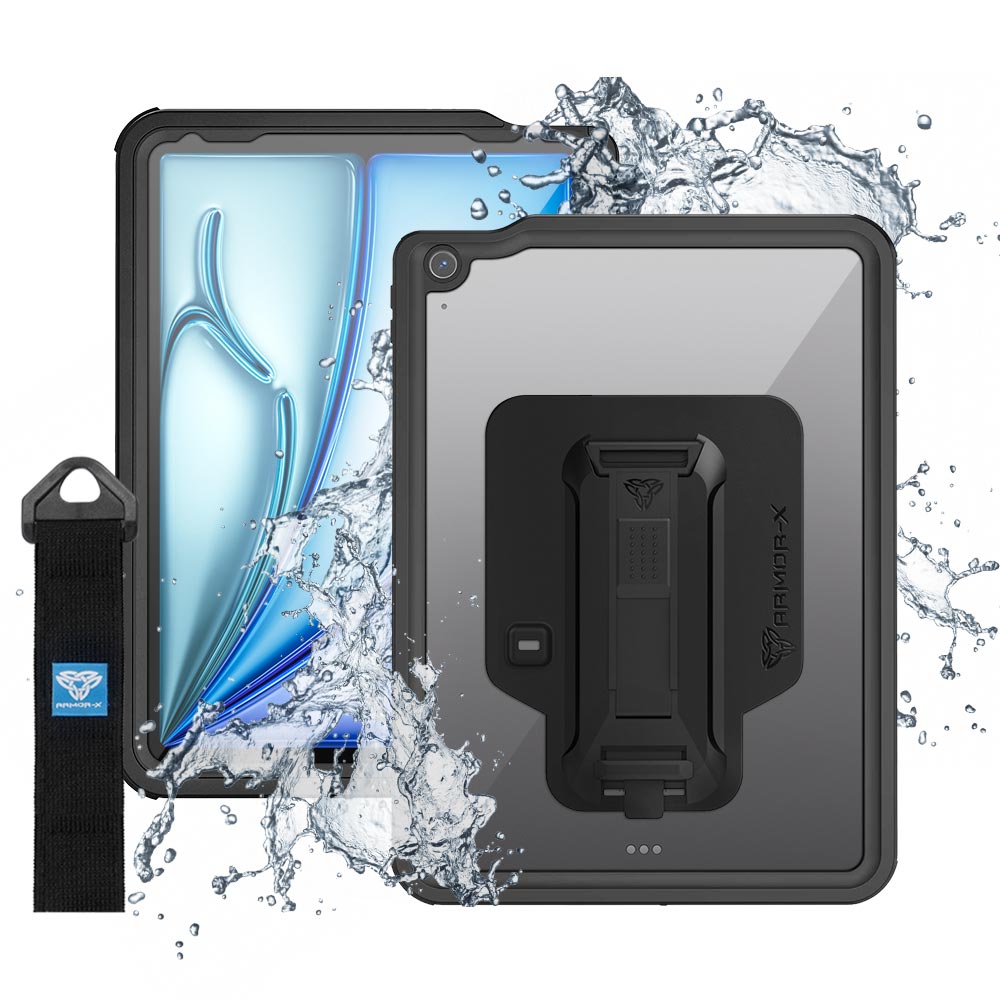 MXS-iPad-A5 | iPad Air 11 (M2) / (M3) | IP68 Waterproof, Shock & Dust Proof Case With Handstrap & Kickstand & X-Mount