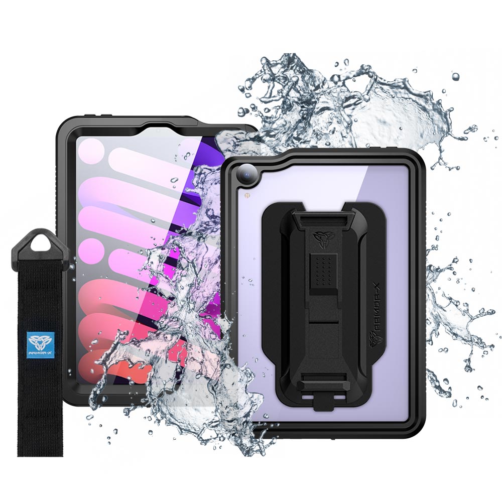 ARMOR-X iPad mini (A17 Pro) Waterproof Case IP68 shock & water proof Cover. Mountable Rugged Design with waterproof protection.