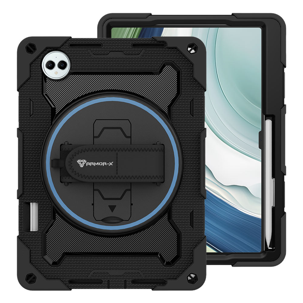 ARMOR-X Huawei MatePad Pro 13.2 shockproof case, impact protection cover with hand strap and kick stand. One-handed design for your workplace.