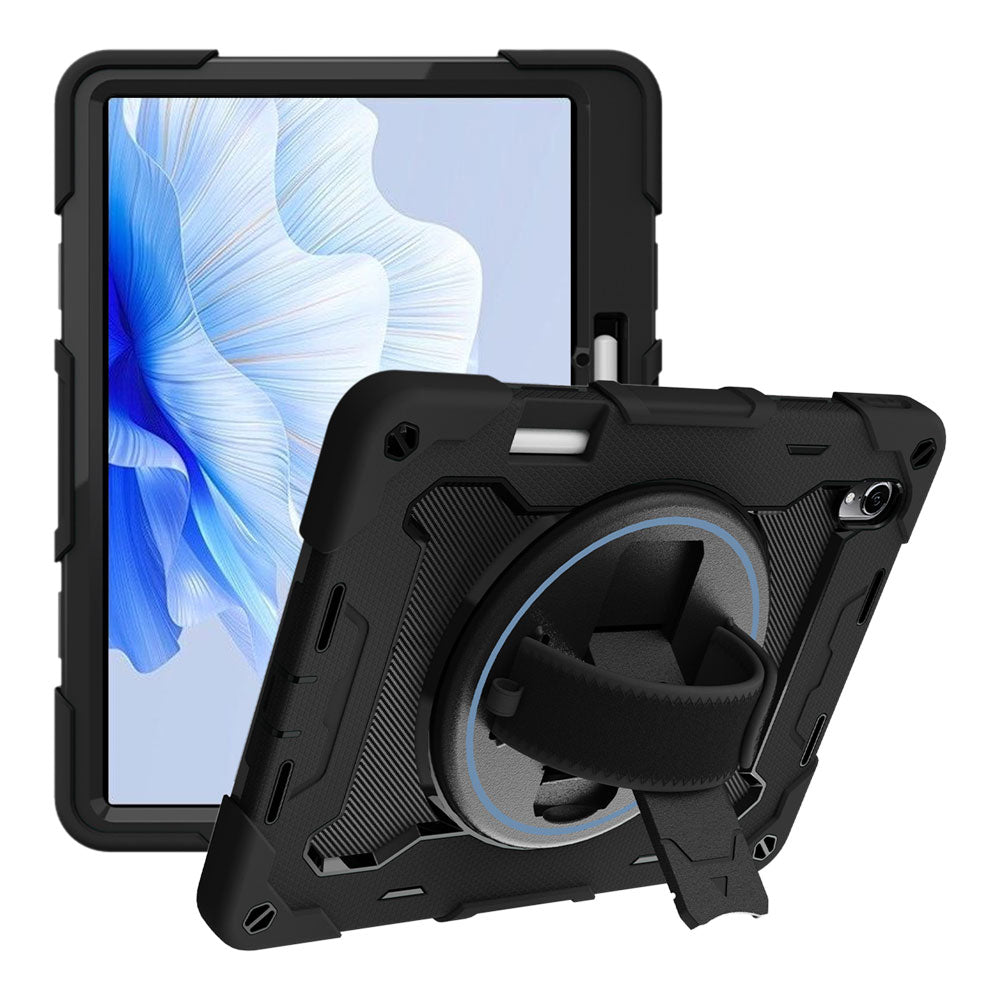ARMOR-X Huawei MatePad Air DBY2-L09CK shockproof case, impact protection cover with hand strap and kick stand. One-handed design for your workplace.