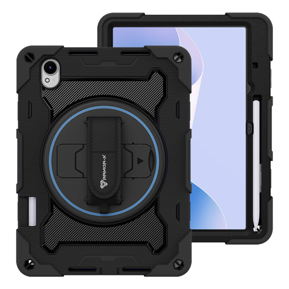 ARMOR-X Huawei MatePad 11.5 S shockproof case, impact protection cover with hand strap and kick stand. One-handed design for your workplace.