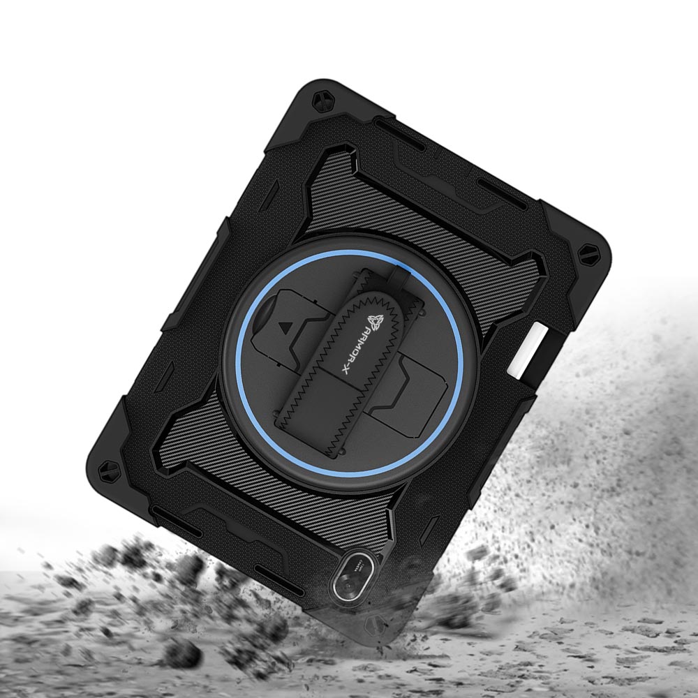ARMOR-X Huawei MatePad 11.5 (2025) TXZ-W09 shockproof case, impact protection cover with hand strap and kick stand. Rugged protective case with the best dropproof protection.