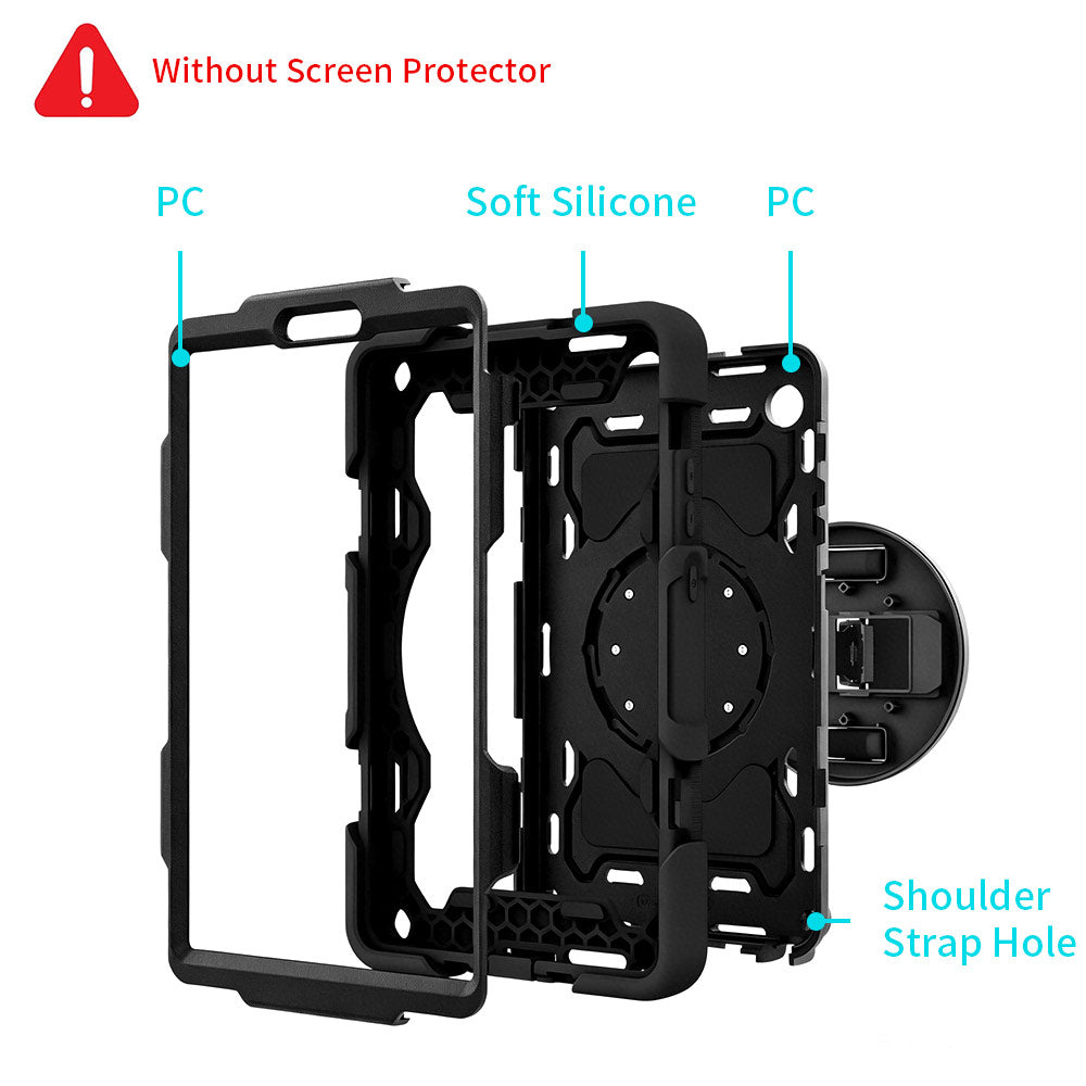 ARMOR-X Lenovo Tab K9 / Lenovo Tab One TB305 shockproof case, impact protection cover with hand strap and kick stand. Ultra 3 layers impact resistant design.