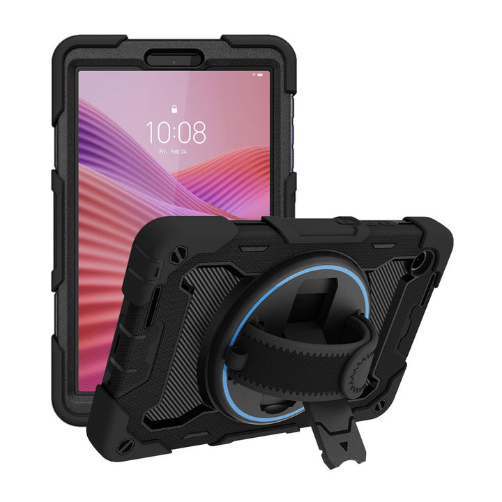 ARMOR-X Lenovo Tab K9 / Lenovo Tab One TB305 shockproof case, impact protection cover with hand strap and kick stand. One-handed design for your workplace.