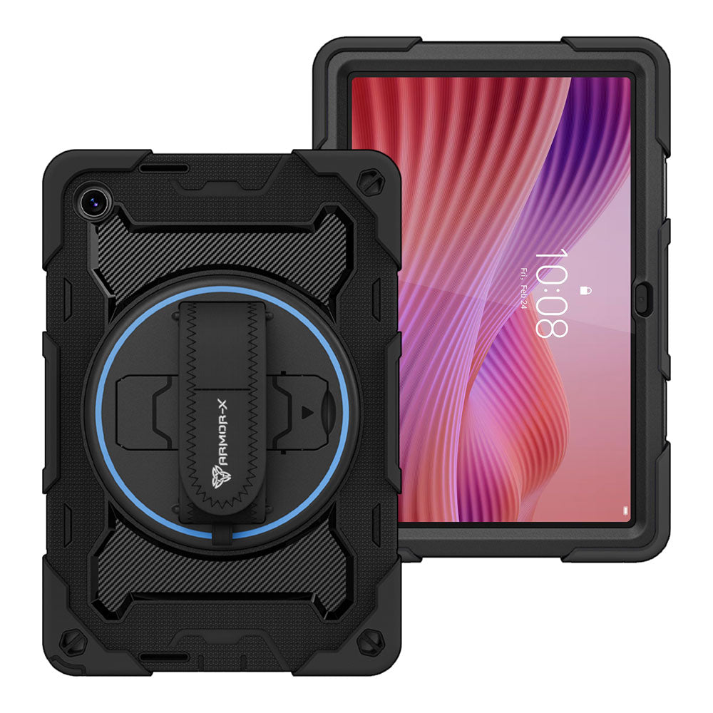 ARMOR-X Lenovo Tab K10 Gen 2 TB311 / Lenovo Tab ( 10.1" TB311 ) shockproof case, impact protection cover with hand strap and kick stand. One-handed design for your workplace.
