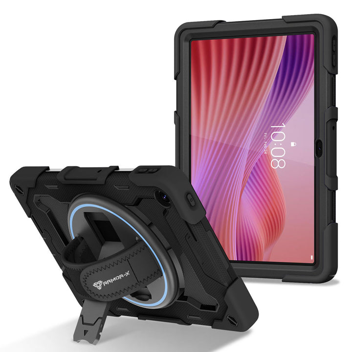 ARMOR-X Lenovo Tab K10 Gen 2 TB311 / Lenovo Tab ( 10.1" TB311 ) shockproof case, impact protection cover with hand strap and kick stand. One-handed design for your workplace.