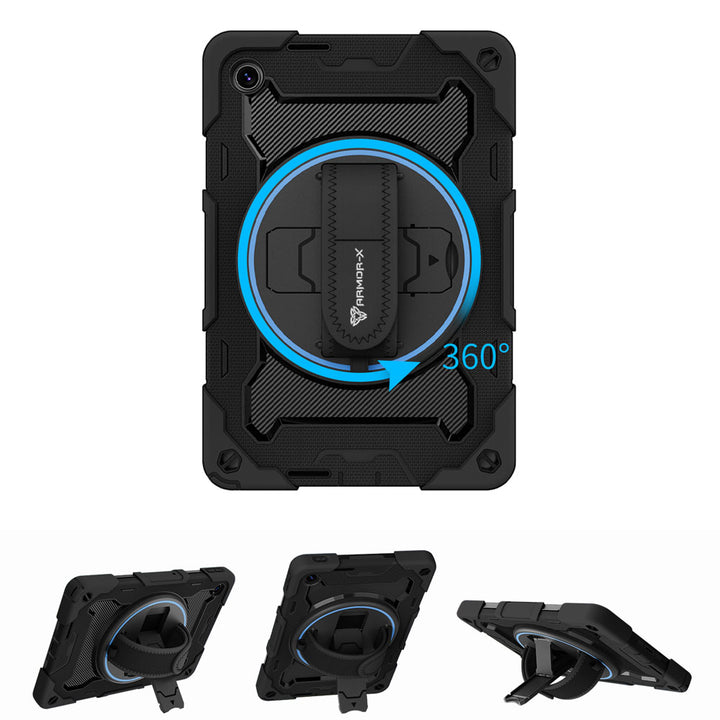 ARMOR-X Lenovo Tab K10 Gen 2 TB311 / Lenovo Tab ( 10.1" TB311 ) shockproof case, impact protection cover with hand strap and kick stand, with 360 degree rotation hand strap design. Hand free typing, drawing, video watching.