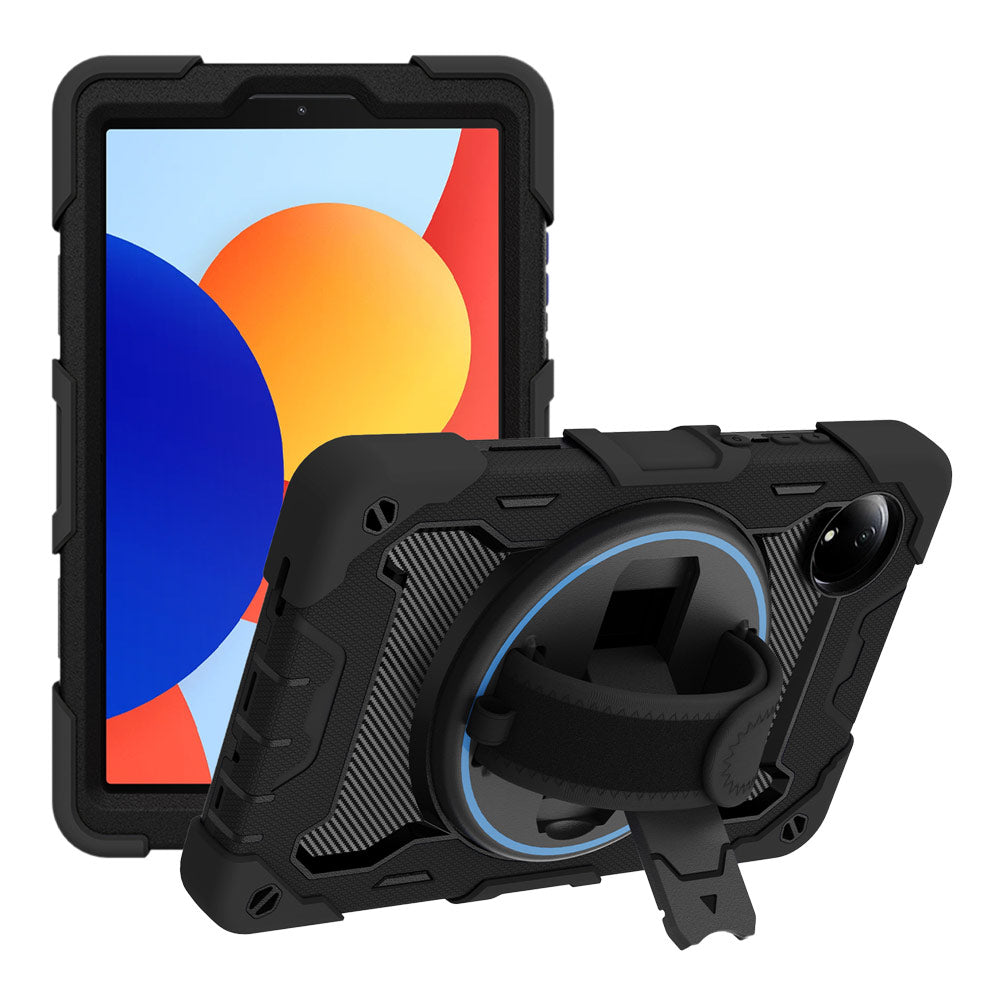 ARMOR-X Xiaomi Redmi Pad SE 8.7 / Redmi Pad SE 8.7 4G shockproof case, impact protection cover with hand strap and kick stand. One-handed design for your workplace.