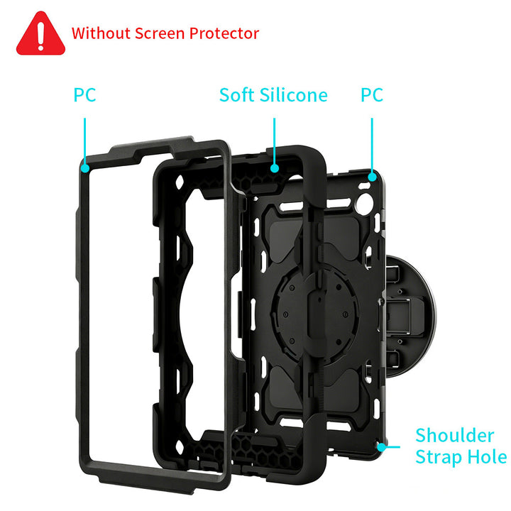 ARMOR-X Samsung Galaxy Tab A11 ( 8.7" ) SM-X130 / SM-X133 / SM-X135 shockproof case, impact protection cover with hand strap and kick stand. Ultra 3 layers impact resistant design.
