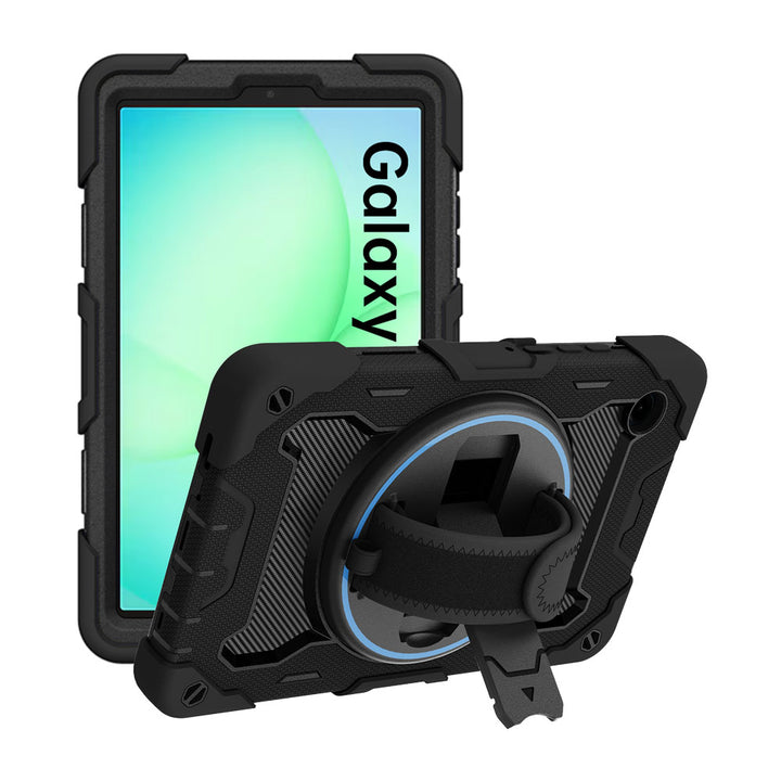 ARMOR-X Samsung Galaxy Tab A11 ( 8.7" ) SM-X130 / SM-X133 / SM-X135 shockproof case, impact protection cover with hand strap and kick stand. One-handed design for your workplace.