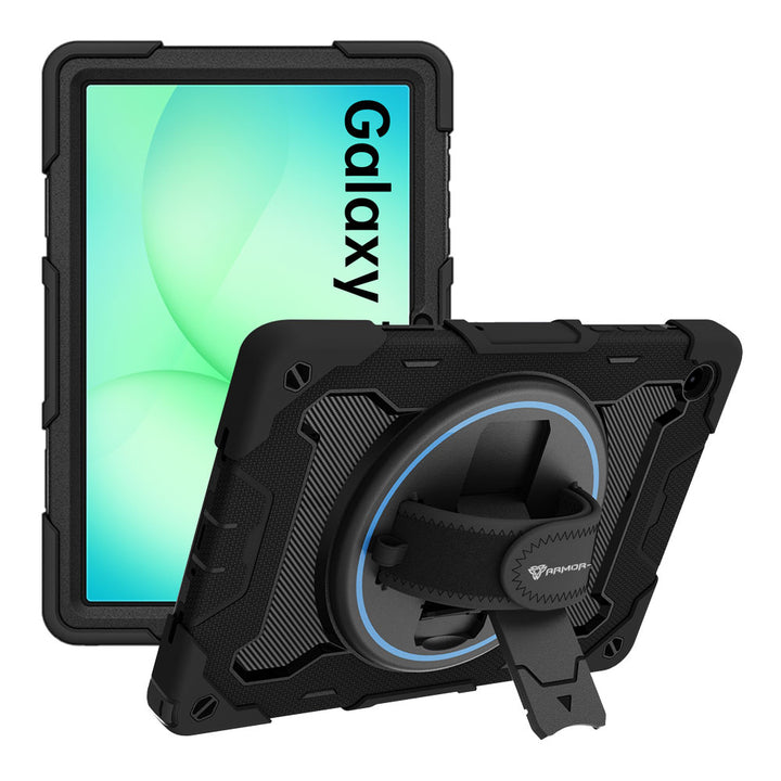 ARMOR-X Samsung Galaxy Tab A11+ A11 Plus ( 11" ) SM-X230 / SM-X235 / SM-X236 / SM-X238 shockproof case, impact protection cover with hand strap and kick stand. One-handed design for your workplace.