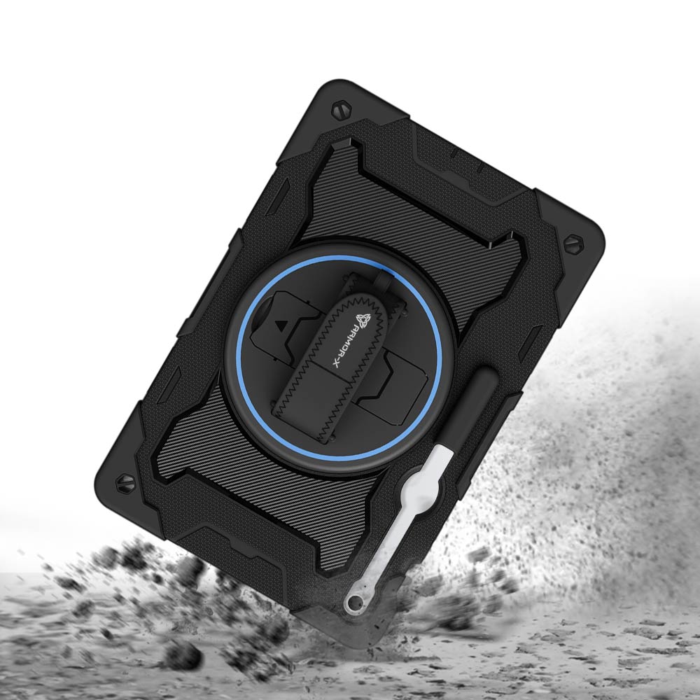ARMOR-X Samsung Galaxy Tab S10 FE+ S10 FE Plus SM-X620 X626 X628 shockproof case, impact protection cover with hand strap and kick stand. Rugged protective case with the best dropproof protection.