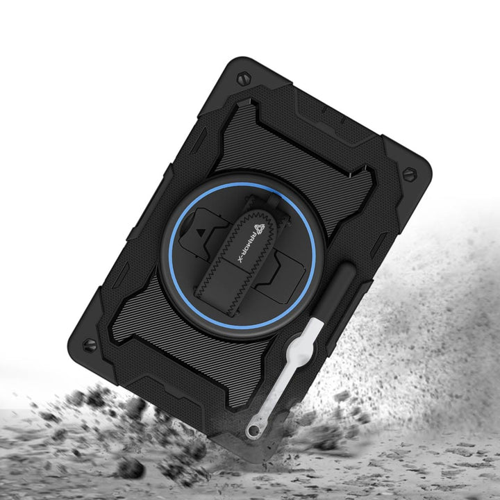ARMOR-X Samsung Galaxy Tab S10 FE+ S10 FE Plus SM-X620 X626 X628 shockproof case, impact protection cover with hand strap and kick stand. Rugged protective case with the best dropproof protection.
