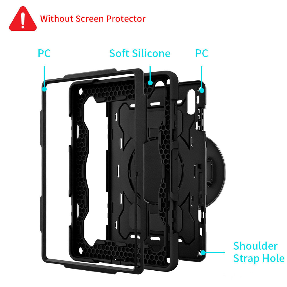 ARMOR-X Samsung Galaxy Tab S11 Ultra SM-X930 / X936 shockproof case, impact protection cover with hand strap and kick stand. Ultra 3 layers impact resistant design.