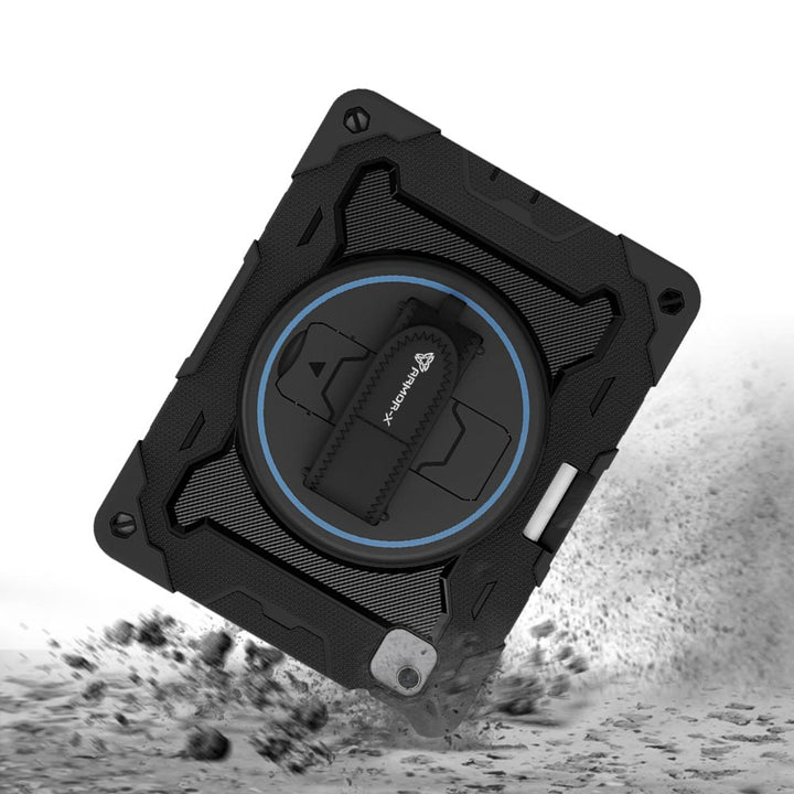 ARMOR-X iPad Air 11 (M2) / (M3) shockproof case, impact protection cover with hand strap and kick stand. Rugged protective case with the best dropproof protection.