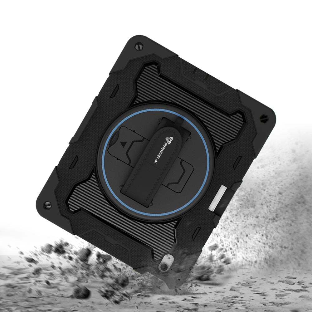 ARMOR-X iPad Air 13 (M2) / (M3) shockproof case, impact protection cover with hand strap and kick stand. Rugged protective case with the best dropproof protection.