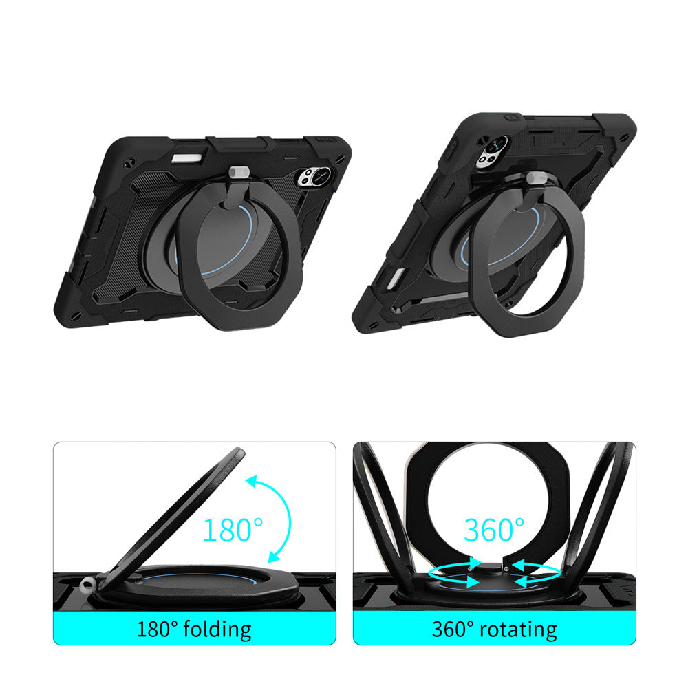 ARMOR-X Huawei MatePad 12 X (2026) / (2025) LRT-W09 / (2024) BKY-W09 shockproof case, impact protection cover with kickstand and folding grip. Folding grip kickstand support both portrait and landscape mode.