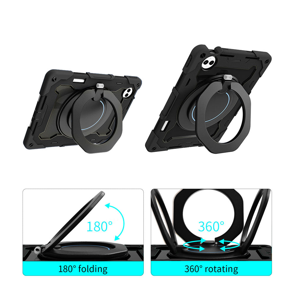 ARMOR-X Huawei MatePad Pro 13.2 (2023) PCE-W30 / (2025) PCE-W29 shockproof case, impact protection cover with kickstand and folding grip. Folding grip kickstand support both portrait and landscape mode.