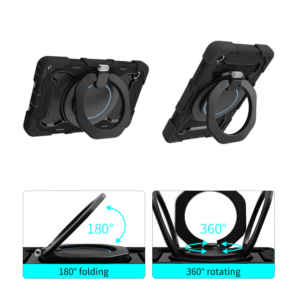 ARMOR-X Lenovo Tab K9 / Lenovo Tab One TB305 shockproof case, impact protection cover with kickstand and folding grip. Folding grip kickstand support both portrait and landscape mode.