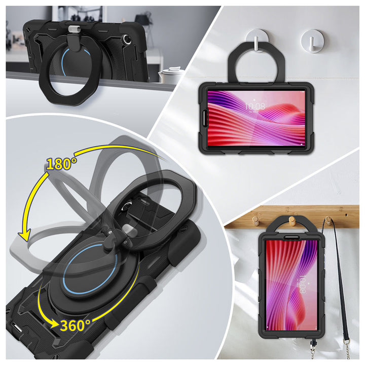NON-LN-K9 | Lenovo Tab K9 / Lenovo Tab One TB305 | Rugged Case with Kick-Stand &amp; Folding Grip &amp; Pencil Holder