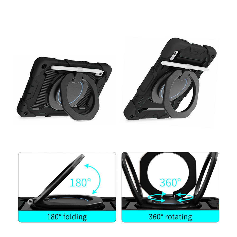 ARMOR-X Lenovo Tab M9 TB310 shockproof case, impact protection cover with kickstand and folding grip. Folding grip kickstand support both portrait and landscape mode.