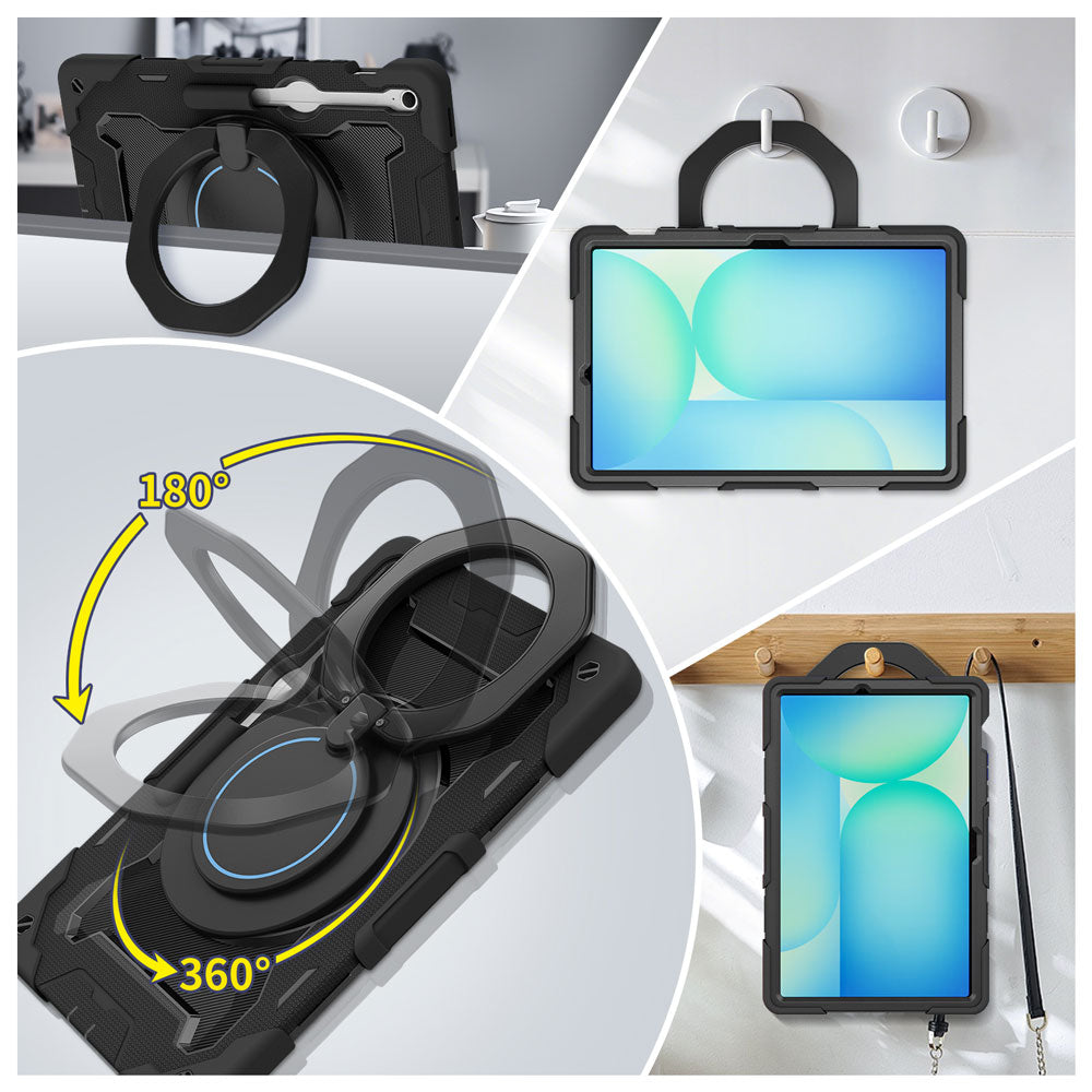 ARMOR-X Samsung Galaxy Tab S10 FE+ S10 FE Plus SM-X620 X626 X628 shockproof case, impact protection cover. Large handle for comfortable one-hand grip to easily carry and travel.
