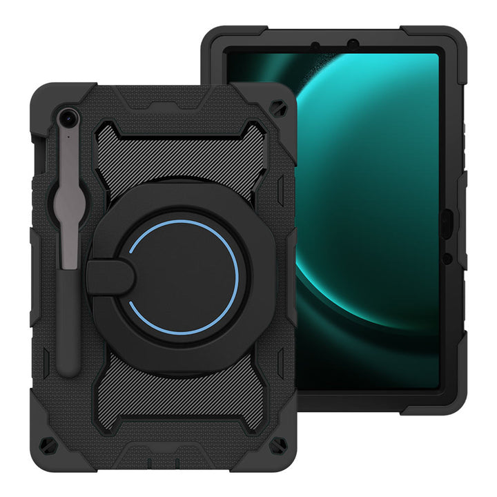 ARMOR-X Samsung Galaxy Tab S9 FE SM-X510 X516 X518 shockproof case, impact protection cover. Rugged case with kick stand. Hand free typing, drawing, video watching.