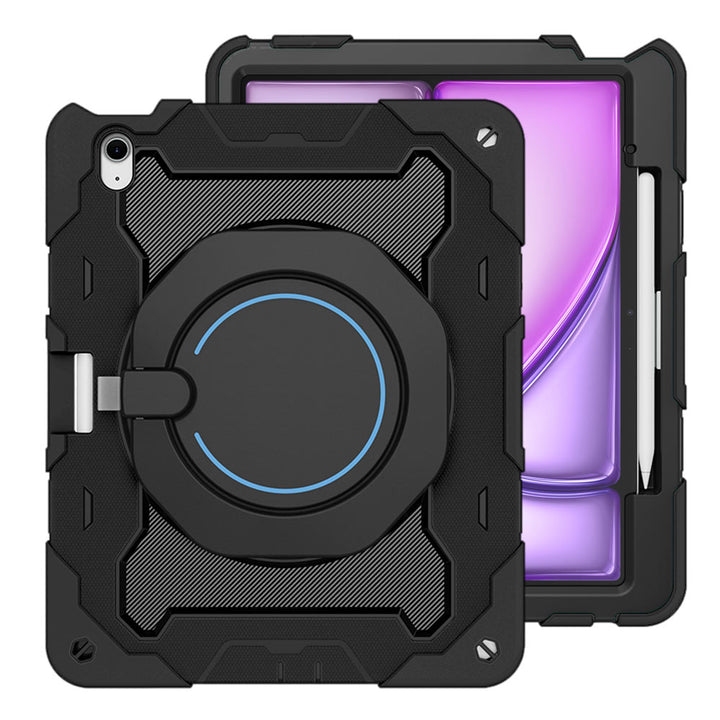 ARMOR-X Apple iPad Air 13 (M2) / (M3) / (M4) shockproof case, impact protection cover. Rugged case with kick stand. Hand free typing, drawing, video watching.