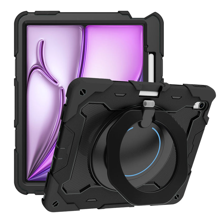 ARMOR-X Apple iPad Air 13 (M2) / (M3) / (M4) shockproof case, impact protection cover. Rugged case with kick stand. Hand free typing, drawing, video watching.